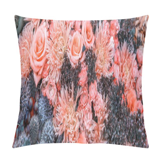 Personality  Variety Of Pink And Purple Flowers, Floral Visual, Full Bloom, Vivid Flowerscape, Live Wall, Multicolored Flowers, Spring Time Pillow Covers