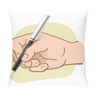 Personality  Illustration Hand Person Holding A Pen To Write Or Draw. Ideal For Catalogs, Informative And Institutional Guides Pillow Covers