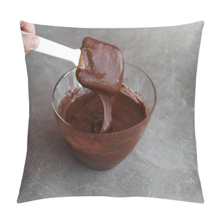 Personality  Chocolatier Preparing Chocolate Mousse Close-up Pillow Covers