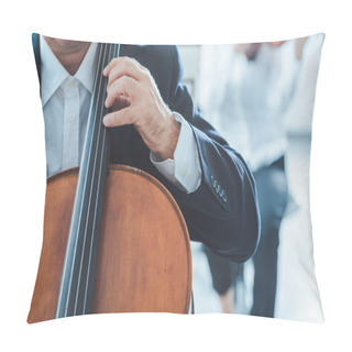 Personality  Professional Cello Player Performing Pillow Covers