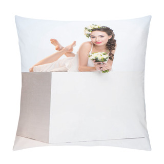 Personality  Woman In Dress On Cube Pillow Covers