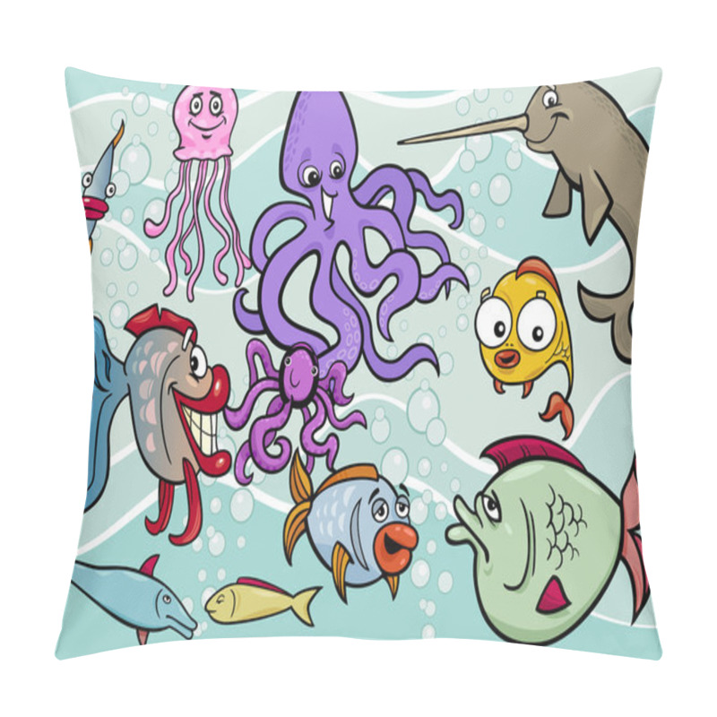 Personality  sea life animals group cartoon illustration pillow covers