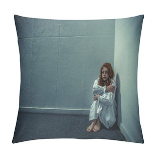 Personality  Evil Girl In Nightgown Standing Near Wall Pillow Covers