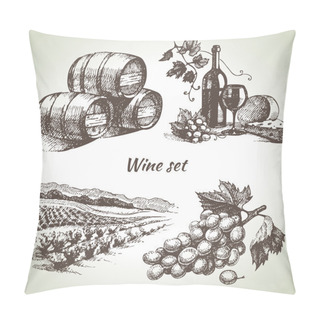 Personality  Hand Drawn Vector Wine Set Pillow Covers