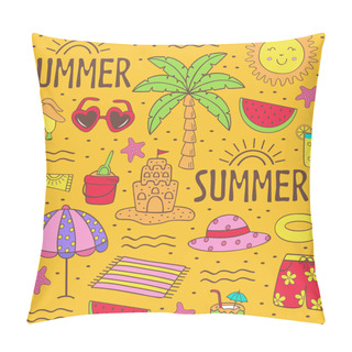 Personality  Set Of Isolated Summer Icon Part 1 - Vector Illustration, Eps Pillow Covers