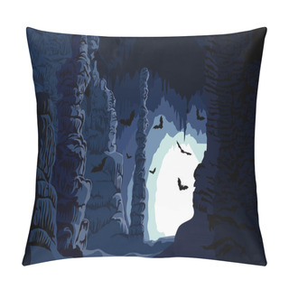Personality  Vector Underground Karst Cave With Bats Pillow Covers