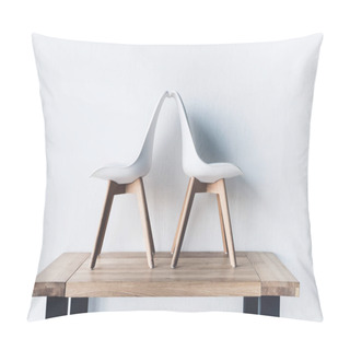 Personality  Chairs On Wooden Tabletop Pillow Covers
