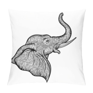 Personality  Head Of Elephant In Profile Line Art Boho Design. Illustration Of Indian God Ganesha. Vector Pillow Covers