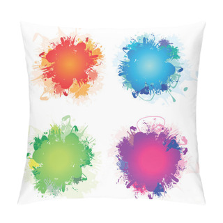 Personality  A Set Of Four Colourful Ink Splashes Pillow Covers