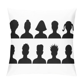 Personality  Set Of Silhouettes Of Heads, Anonymous Mugshots, Vector Pillow Covers