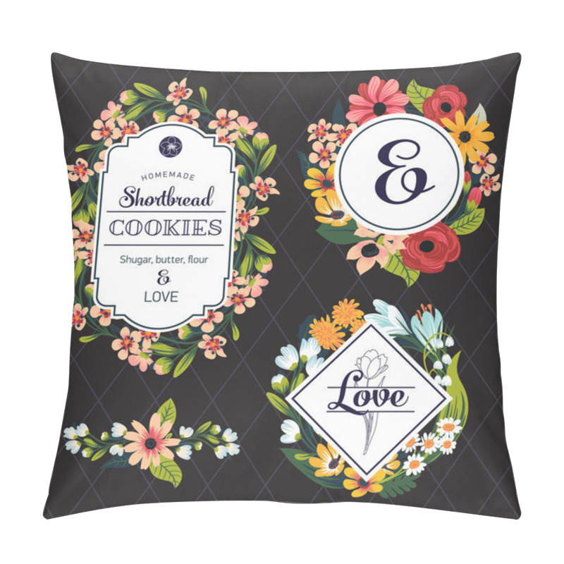 Personality  Floral vintage style badges and labels. pillow covers