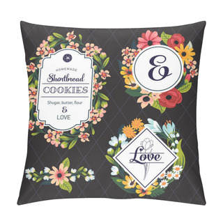 Personality  Floral Vintage Style Badges And Labels. Pillow Covers