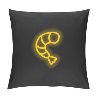 Personality  Big Shrimp Yellow Glowing Neon Icon Pillow Covers