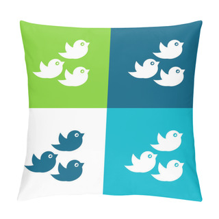 Personality  Birds Group Flat Four Color Minimal Icon Set Pillow Covers