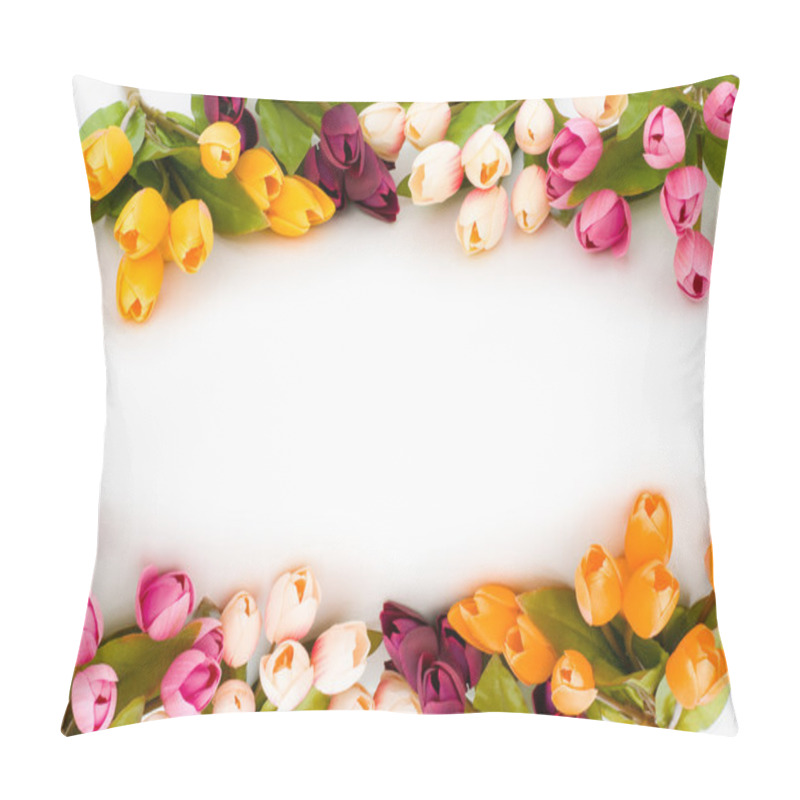 Personality  Frame Made Of Colourful Tulips Pillow Covers