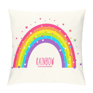 Personality  Cute Rainbow Background With Hearts Background Pillow Covers
