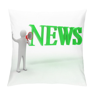 Personality  3d Man With Megaphone And News Pillow Covers