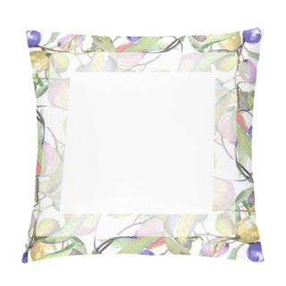 Personality  Olive Branches With Green Fruit And Leaves Isolated On White. Watercolor Background Illustration Set. Square Frame Ornament With Copy Space. Pillow Covers