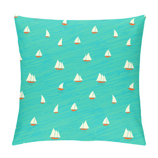 Personality  Nautical Pattern With Small Boats On Waves Pillow Covers