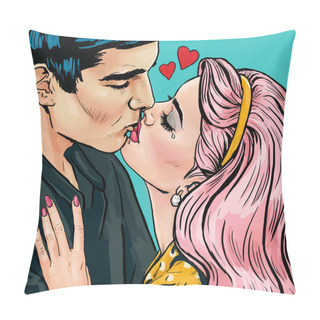 Personality  Pop Art Kissing Couple.Love Pop Art Illustration Of Kissing Couple.Pop Art Love. Valentines Day Postcard. Hollywood Movie Scene.Real Love.First Kiss. Movie Poster. Comic Book Love. Comic First Kiss.  Pillow Covers