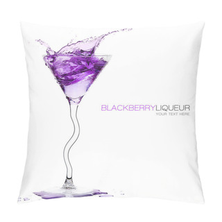 Personality  Stemmed Cocktail Glass With Blackberry Liquor Splashing. Templat Pillow Covers