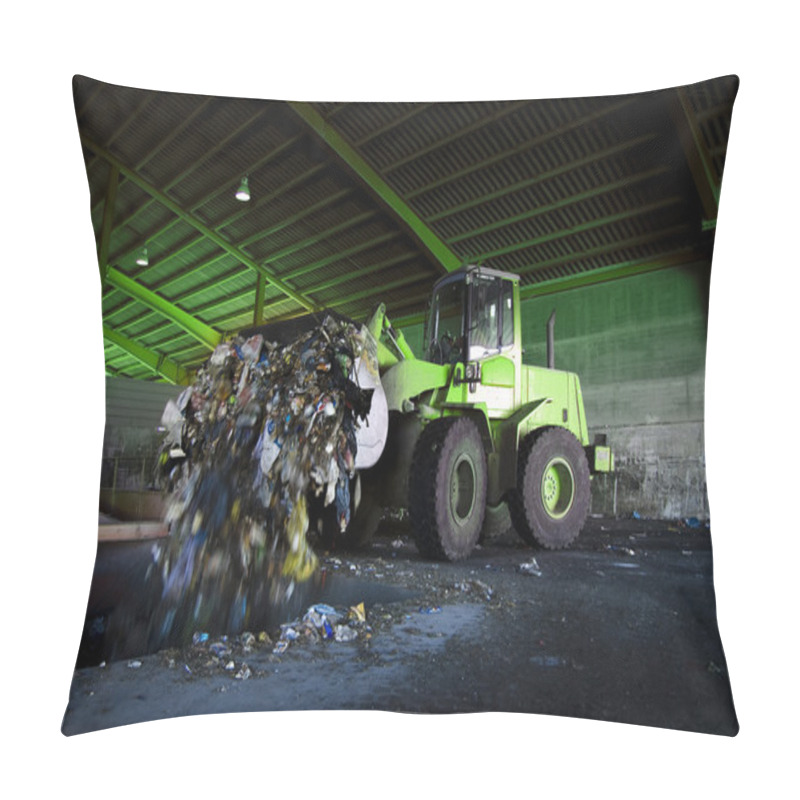 Personality  Recycle, Overview Of Refuse Collection With Bulldozer Pillow Covers