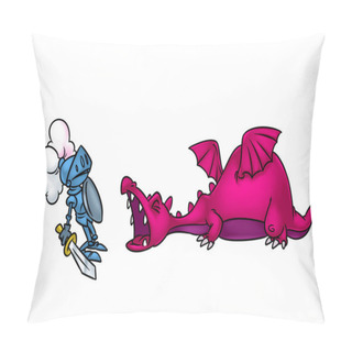Personality  Fairy Tale Aggression Dragon Medieval Knight Cartoon Illustration Isolated Image Pillow Covers