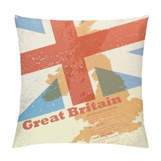 Personality  Great Britain Map On Flag Background Pillow Covers