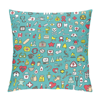 Personality  Big Doodled Medicine And Health Icons Collection Pillow Covers