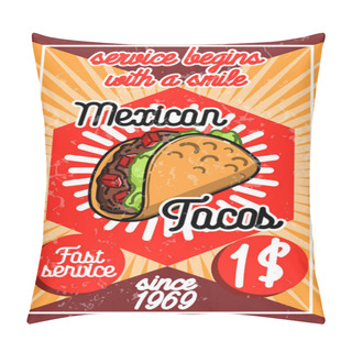Personality  Color Vintage Mexican Food Poster Pillow Covers