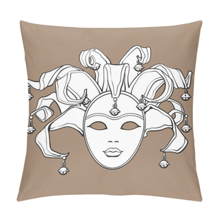 Personality  Decorated Venetian Carnival, Jester Mask With Bells And Glitter Pillow Covers