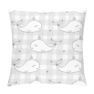 Personality  Cute Background With Cartoon Whales. Baby Shower Design. Pillow Covers