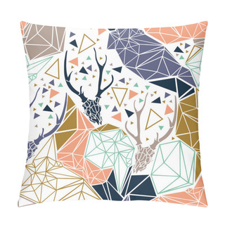Personality  Deer Skeleton With Geometric Polygonal Ornament. Pillow Covers
