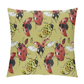 Personality  Watercolor Ladybug Pattern Pillow Covers