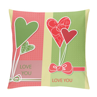 Personality  Vector Greeting Card With Hearts. Pillow Covers