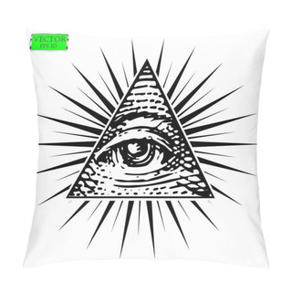 Personality  All Seeing Eye Of The New World Order. Vector Illustration Pillow Covers