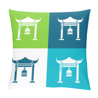 Personality  Bell Flat Four Color Minimal Icon Set Pillow Covers