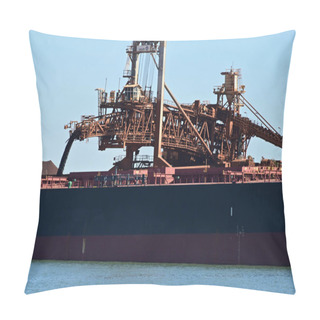 Personality  PORT HEDLAND, WA - JUNE 24 2022:Loading Berthed Iron Ore Ship, Port Hedland, Western Australia.The Port Exported 519,408,000 Tonnes (1.1 Trillion Pounds) Of Iron Ore (20172018). Pillow Covers