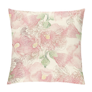 Personality  Seamless Pattern With Hollyhock Flowers Pillow Covers