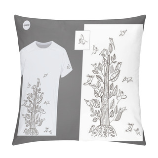 Personality  Tree, Bird, Nature, Doodle. Vector Design For Printing On T-shirts Pillow Covers