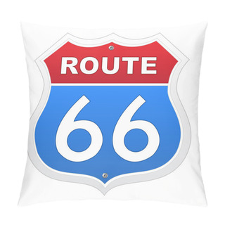 Personality  Route 66 Sign In Red And Blue Pillow Covers