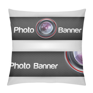 Personality  Photo Banner With Lens. Vector Illustration. Pillow Covers
