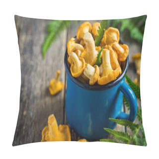 Personality  Chanterelle Mushrooms In Blue Mug Pillow Covers