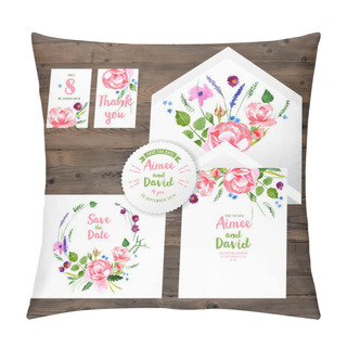 Personality  Wedding Cards With Watercolor Floral Elements Pillow Covers