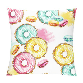 Personality  Hand Painted Watercolor Of Baking Croissants, Bagels, Bread Isolated On Background Pillow Covers