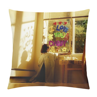 Personality  Girl Painting The Window With I Love You Daddy Pillow Covers