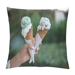 Personality  Hand Holding An Ice Cream Cones Pillow Covers