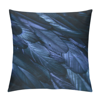 Personality  Abstract Background Of Dark Blue Feathers, Rainbow Highlights On The Plumage Pillow Covers