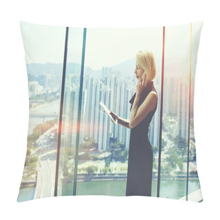 Personality  Female Boss Talking On Cell Telephone  Pillow Covers