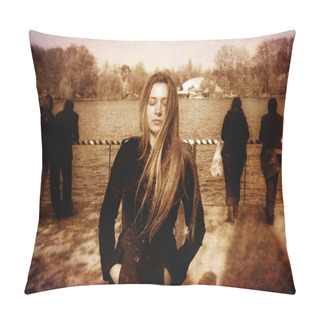 Personality  Sad Lonely Solitary Depresed Young Woman Pillow Covers
